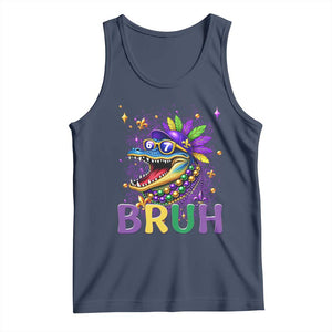 67 Mardi Gras Tank Top Funny Alligator Six Seven Bruh Meme TS14 Navy Print Your Wear