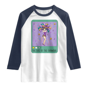 The Life Of The Mardi Gras Queen Raglan Shirt TS14 White Navy Print Your Wear