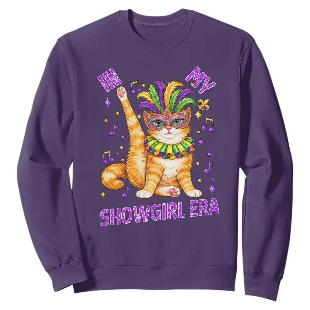 Mardi Gras Cat Sweatshirt In My Showgirl Era TS14 Purple Print Your Wear