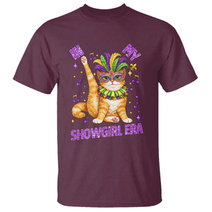 Mardi Gras Cat T Shirt In My Showgirl Era TS14 Maroon Print Your Wear