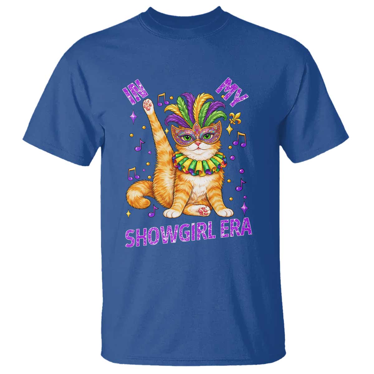 Mardi Gras Cat T Shirt In My Showgirl Era TS14 Royal Blue Print Your Wear