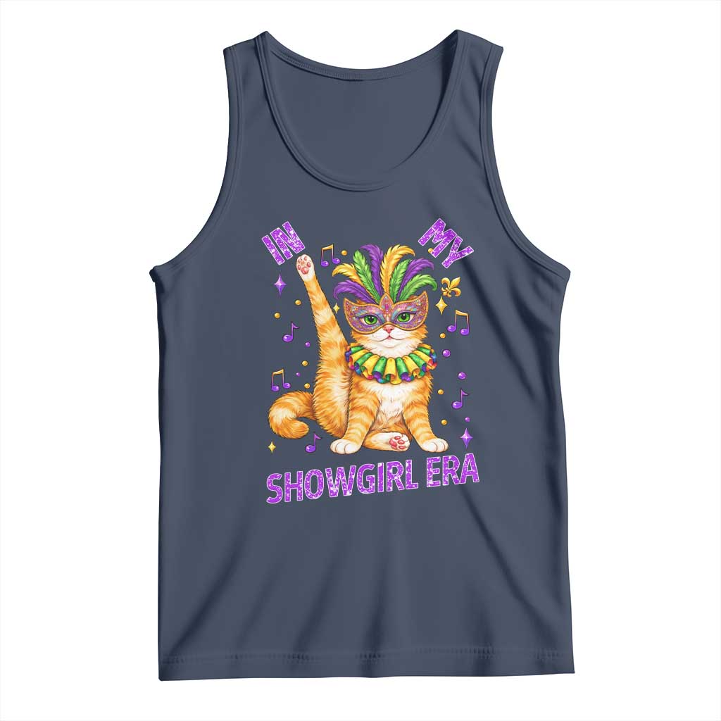 Mardi Gras Cat Tank Top In My Showgirl Era TS14 Navy Print Your Wear