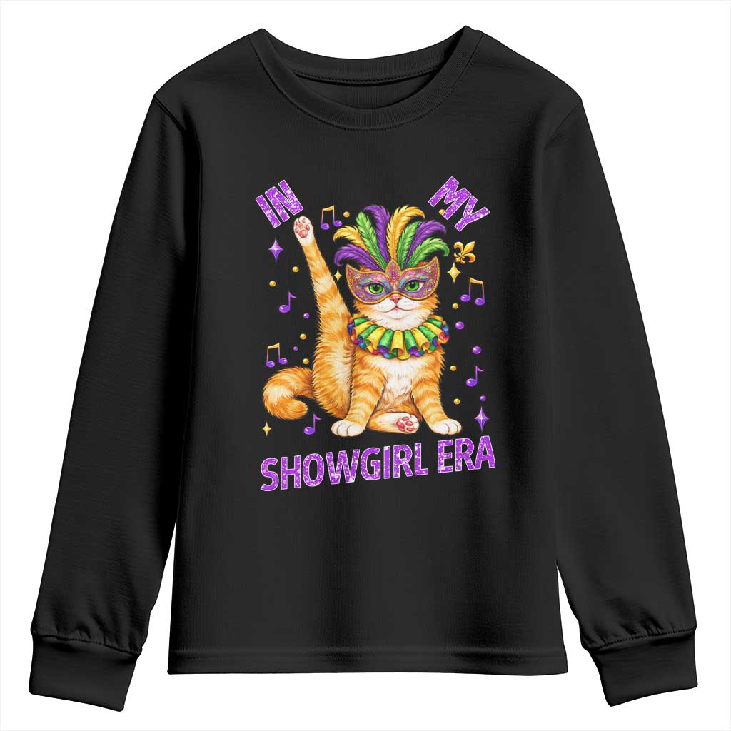 Mardi Gras Cat Youth Sweatshirt In My Showgirl Era TS14 Black Print Your Wear