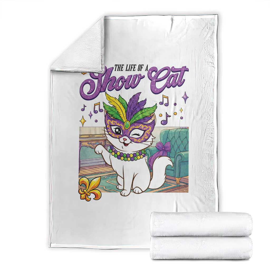 Cute Mardi Gras Cat Throw Blanket The Life Of The Showcat TS14 White Print Your Wear
