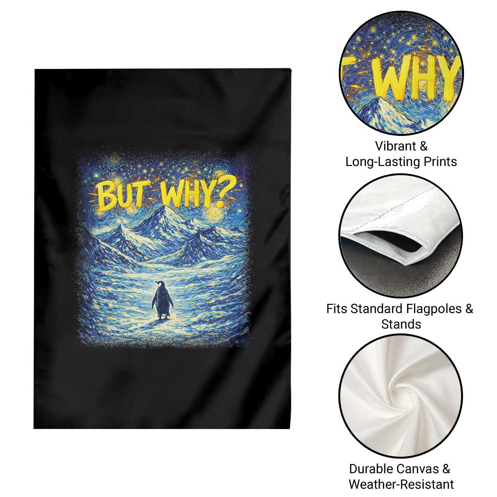 But Why Penguin Garden Flag Starry Night Van Gogh Nihilist Penguin Hiking TS14 Print Your Wear