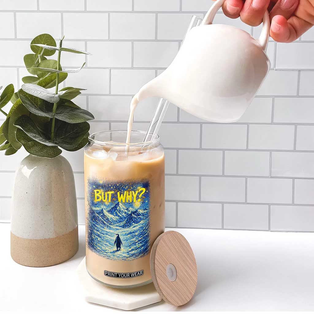 But Why Penguin Glass Can Starry Night Van Gogh Nihilist Penguin Hiking TS14 Print Your Wear