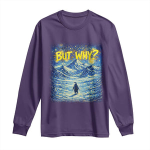 But Why Penguin Long Sleeve Shirt Starry Night Van Gogh Nihilist Penguin Hiking TS14 Purple Print Your Wear