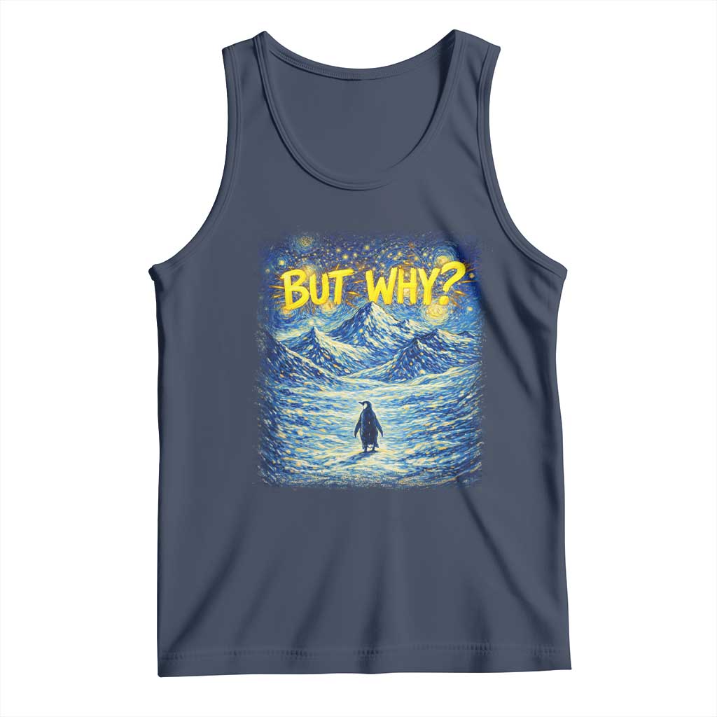 But Why Penguin Tank Top Starry Night Van Gogh Nihilist Penguin Hiking TS14 Navy Print Your Wear