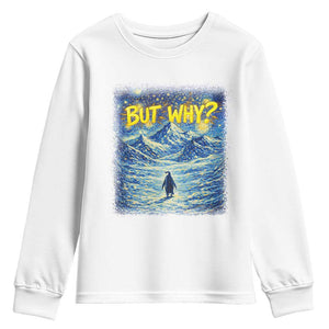 But Why Penguin Youth Sweatshirt Starry Night Van Gogh Nihilist Penguin Hiking TS14 White Print Your Wear