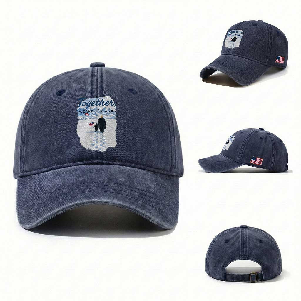 Funny Penguin Protest Washed Cotton Baseball Cap Trump Nihilist Penguin Minimal Political Meme TS14 Washed Cap Universal Fit Navy Print Your Wear