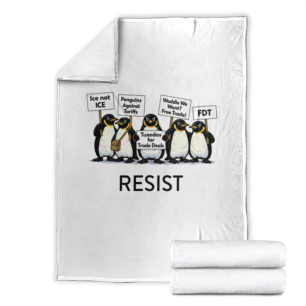 Penguins Resist Throw Blanket Nihilist Penguin Anti-Government Meme TS14 White Print Your Wear