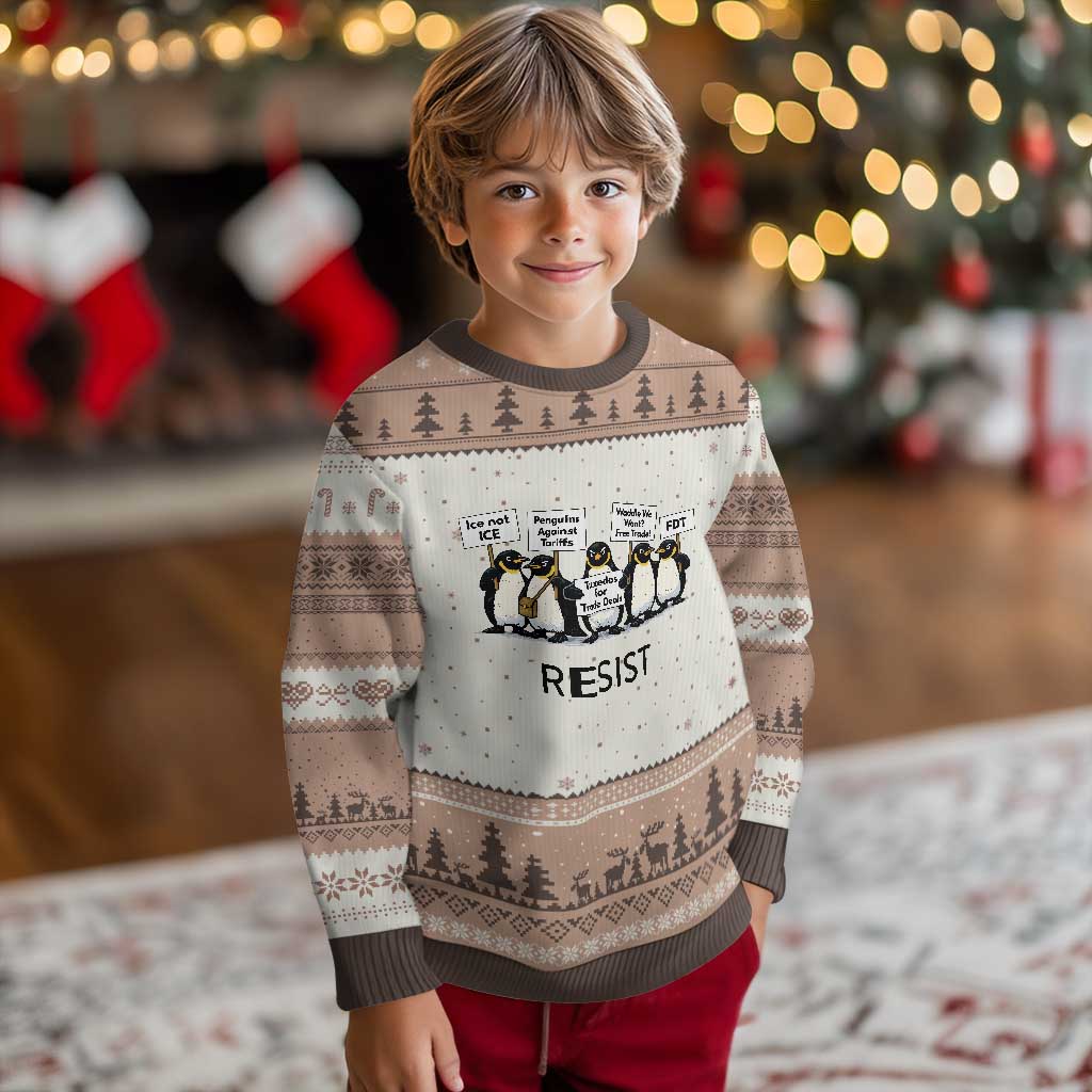 Penguins Resist Ugly Christmas Sweater Nihilist Penguin Anti-Government Meme TS14 Mocha Mousse Print Your Wear