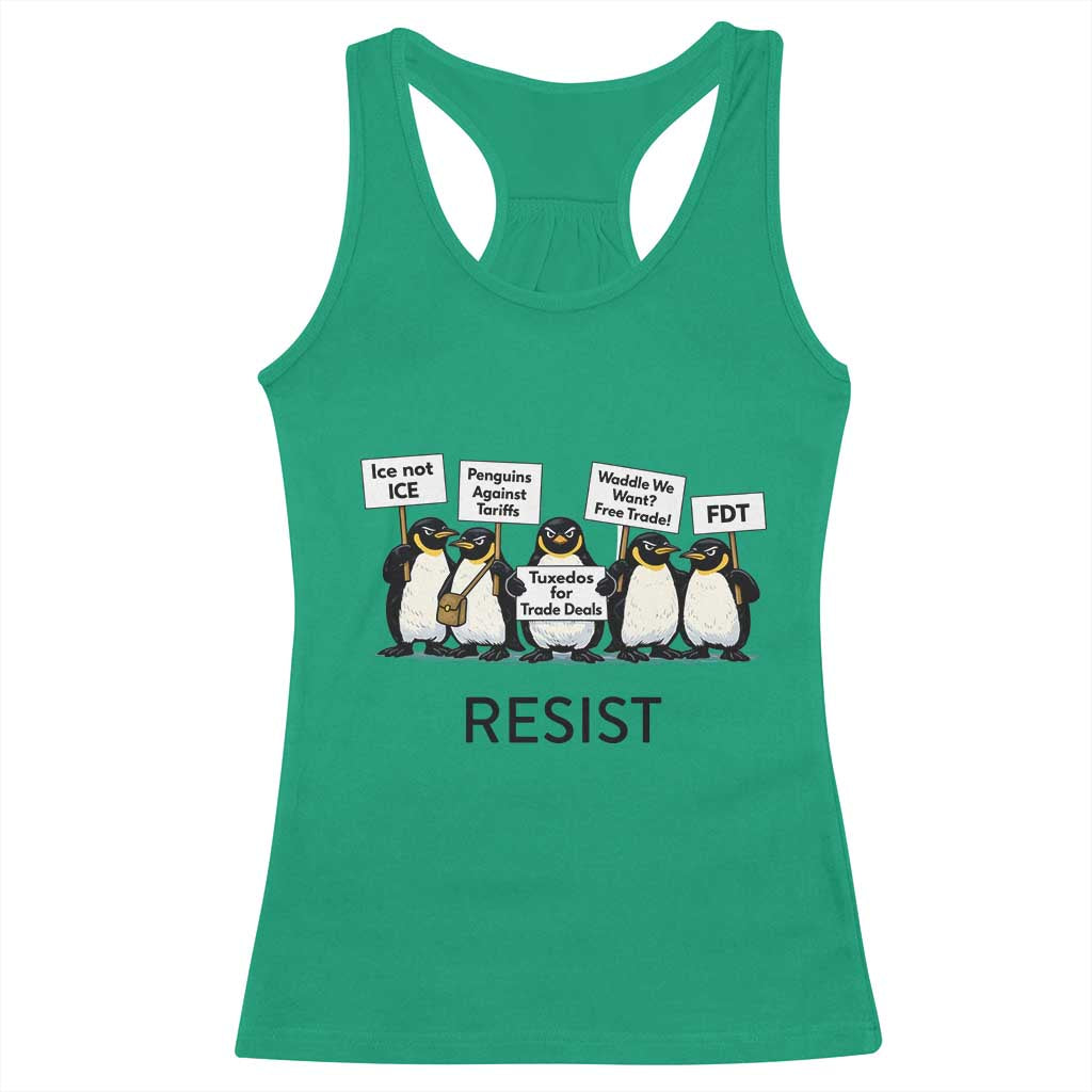 Penguins Resist Racerback Tank Top Nihilist Penguin Anti-Government Meme TS14 Irish Green Print Your Wear