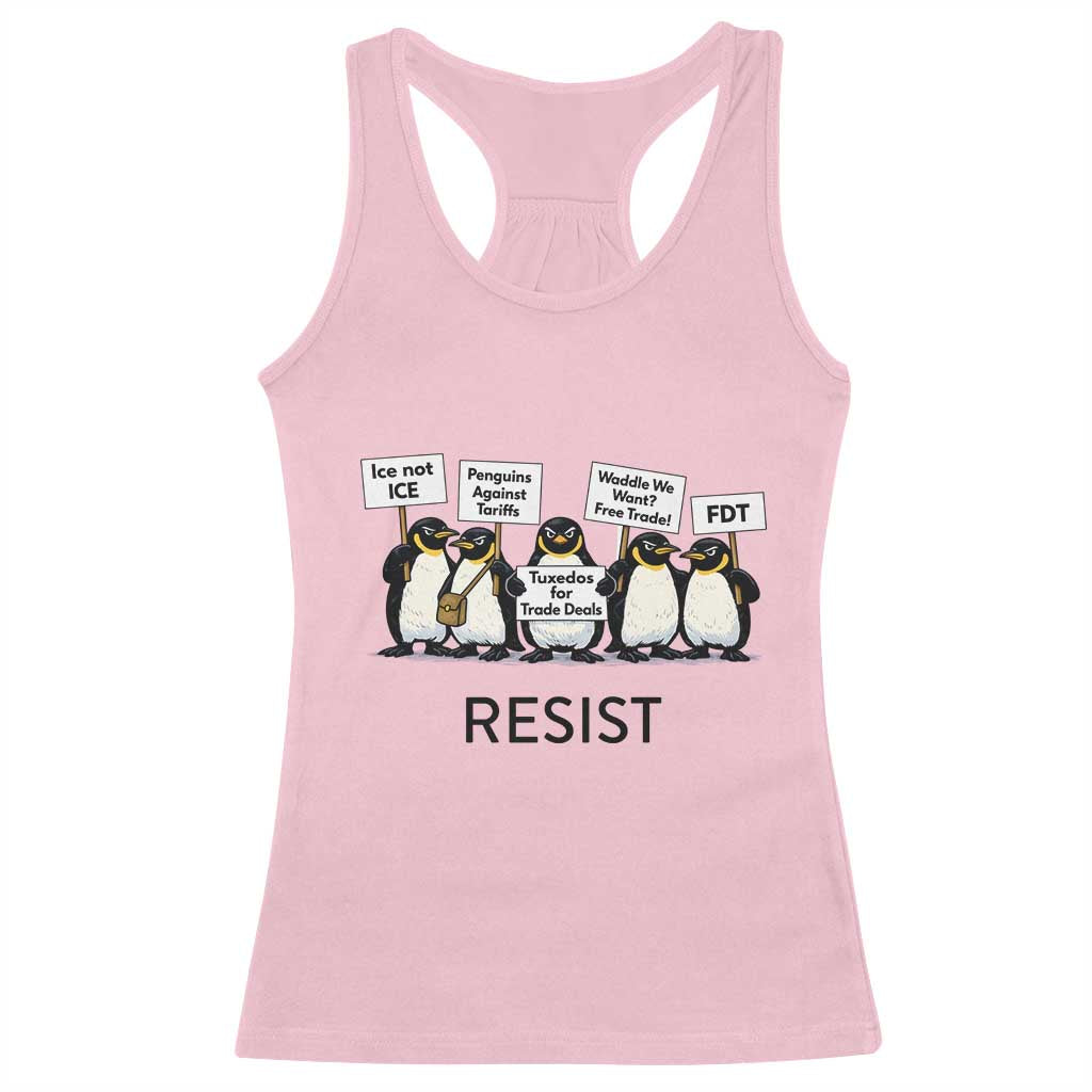 Penguins Resist Racerback Tank Top Nihilist Penguin Anti-Government Meme TS14 Light Pink Print Your Wear