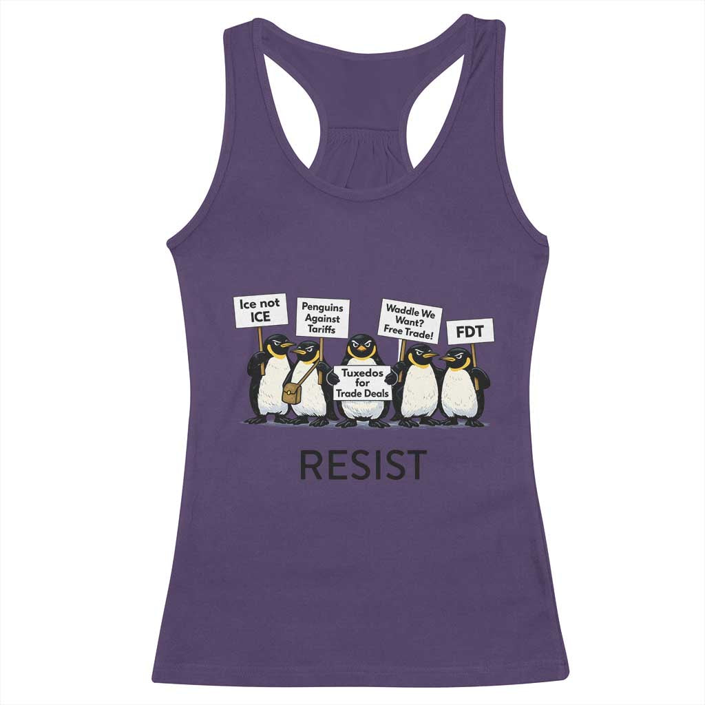 Penguins Resist Racerback Tank Top Nihilist Penguin Anti-Government Meme TS14 Purple Print Your Wear