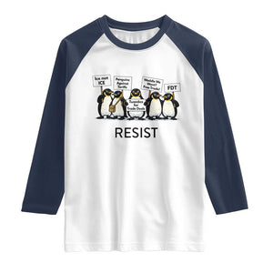 Penguins Resist Raglan Shirt Nihilist Penguin Anti-Government Meme TS14 White Navy Print Your Wear