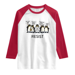 Penguins Resist Raglan Shirt Nihilist Penguin Anti-Government Meme TS14 White Red Print Your Wear