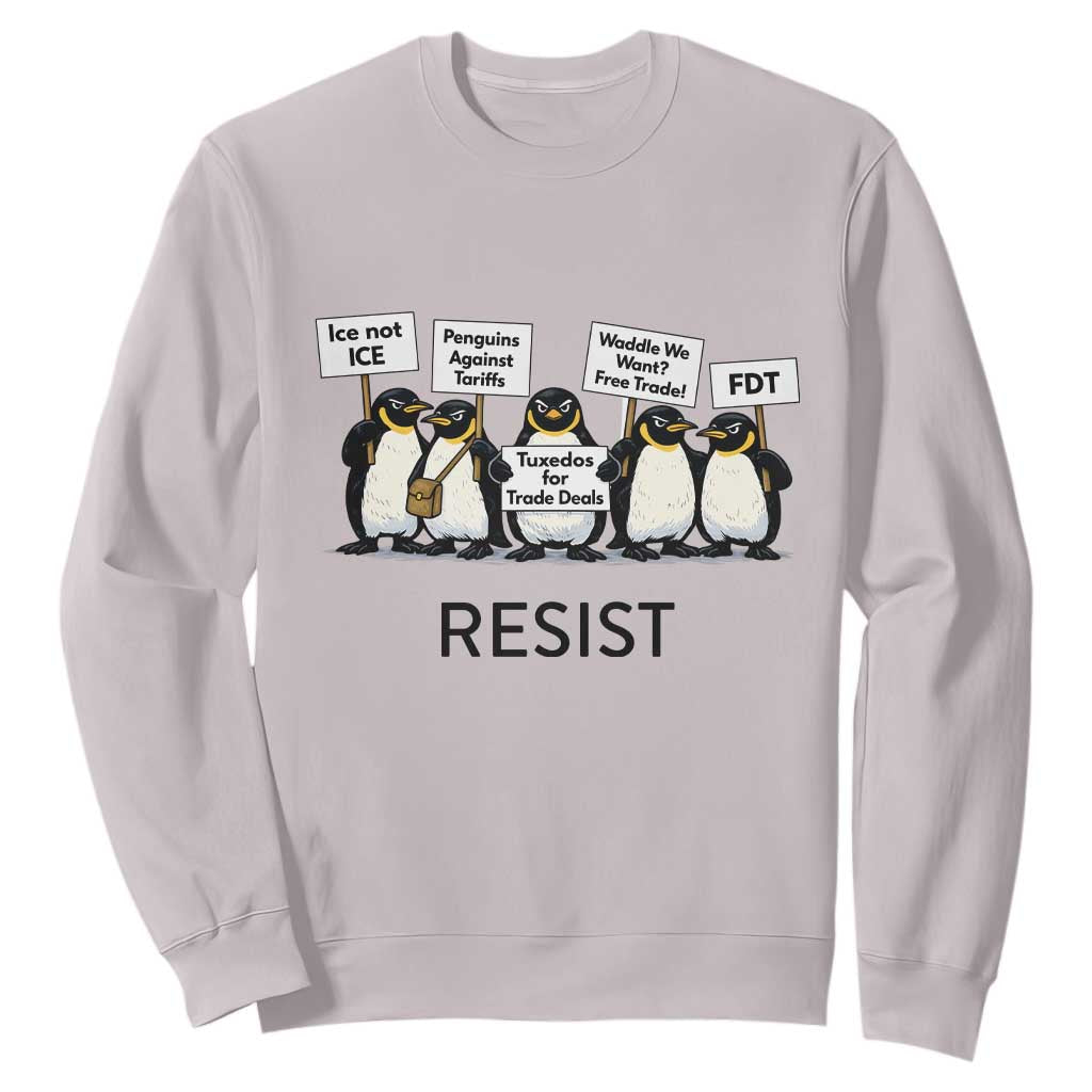 Penguins Resist Sweatshirt Nihilist Penguin Anti-Government Meme TS14 Ice Gray Print Your Wear