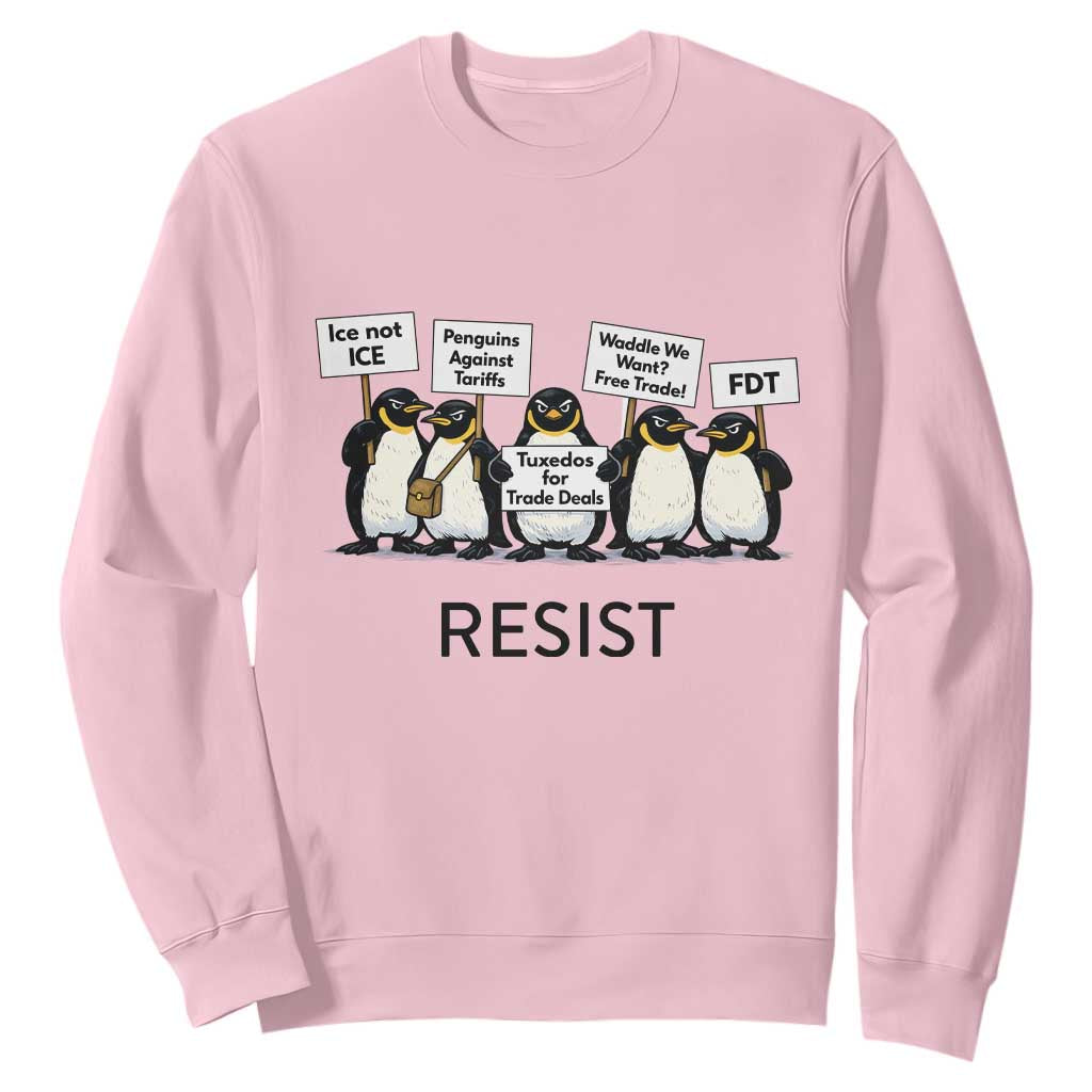 Penguins Resist Sweatshirt Nihilist Penguin Anti-Government Meme TS14 Light Pink Print Your Wear