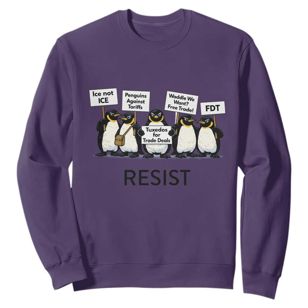 Penguins Resist Sweatshirt Nihilist Penguin Anti-Government Meme TS14 Purple Print Your Wear