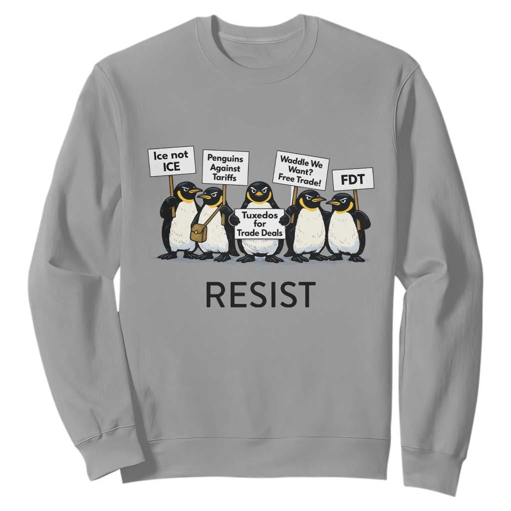 Penguins Resist Sweatshirt Nihilist Penguin Anti-Government Meme TS14 Sport Gray Print Your Wear