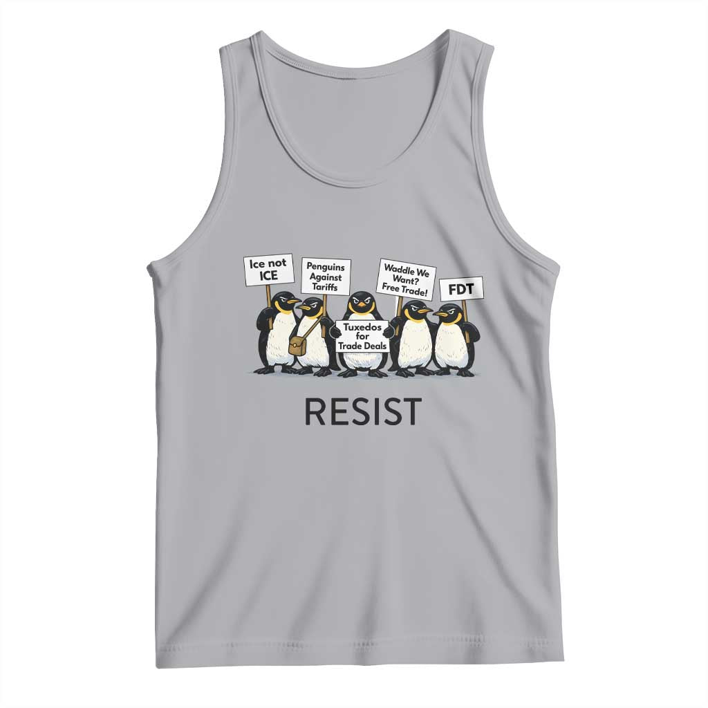 Penguins Resist Tank Top Nihilist Penguin Anti-Government Meme TS14 Athletic Heather Print Your Wear