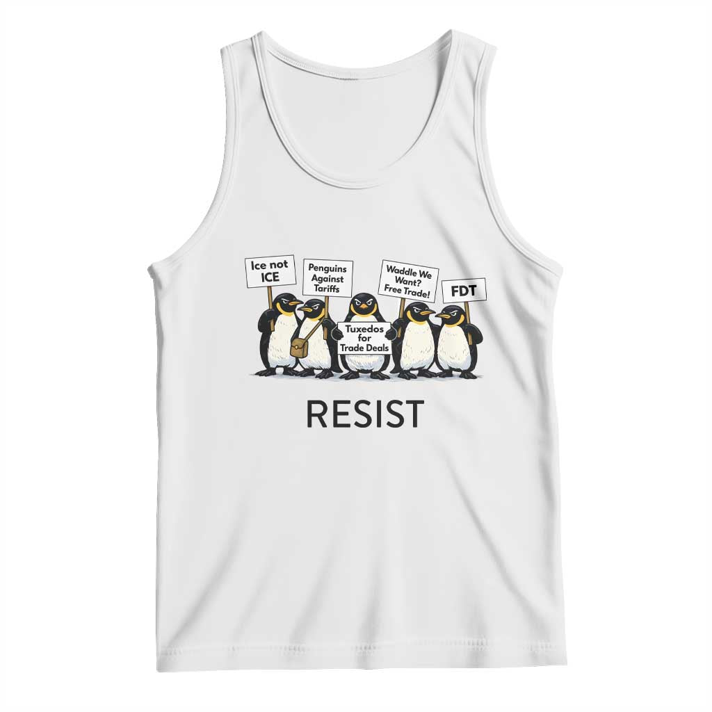 Penguins Resist Tank Top Nihilist Penguin Anti-Government Meme TS14 White Print Your Wear