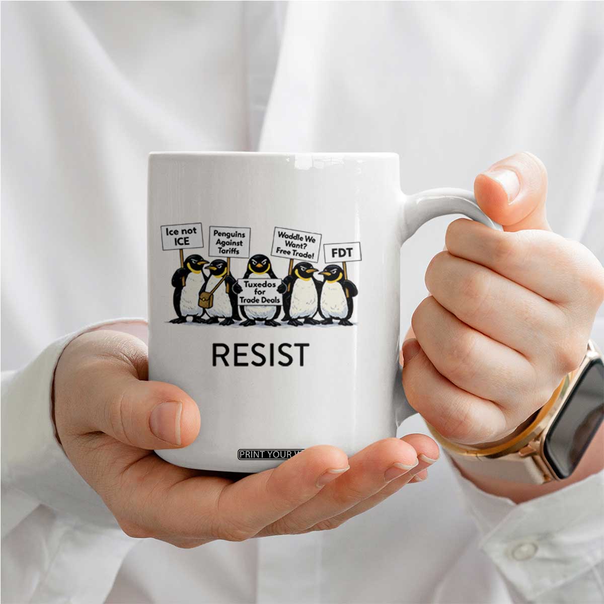 Penguins Resist Coffee Mug Nihilist Penguin Anti-Government Meme TS14 Print Your Wear