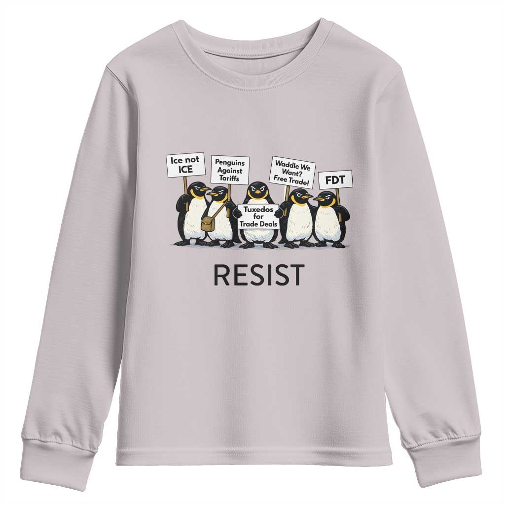 Penguins Resist Youth Sweatshirt Nihilist Penguin Anti-Government Meme TS14 Ice Gray Print Your Wear