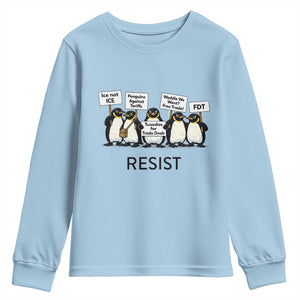 Penguins Resist Youth Sweatshirt Nihilist Penguin Anti-Government Meme TS14 Light Blue Print Your Wear
