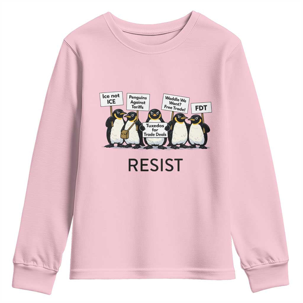 Penguins Resist Youth Sweatshirt Nihilist Penguin Anti-Government Meme TS14 Light Pink Print Your Wear