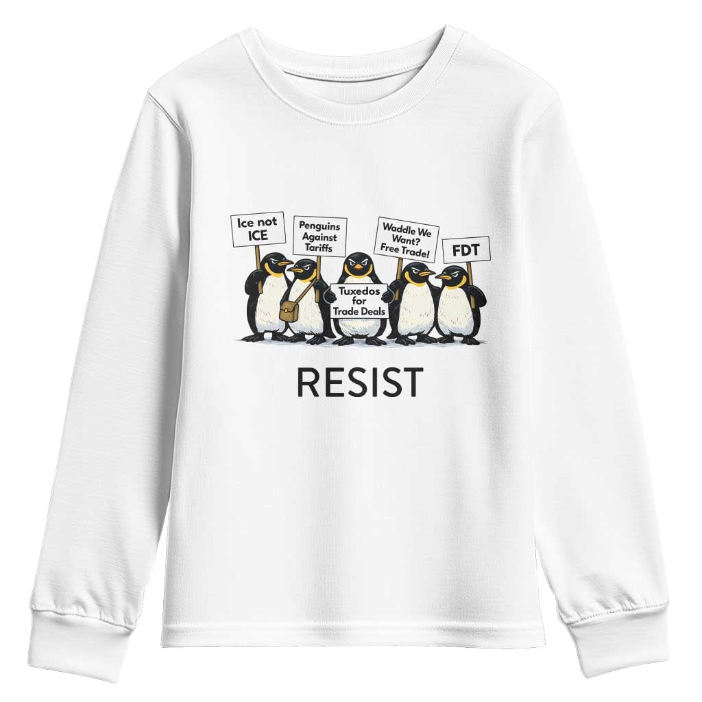 Penguins Resist Youth Sweatshirt Nihilist Penguin Anti-Government Meme TS14 White Print Your Wear