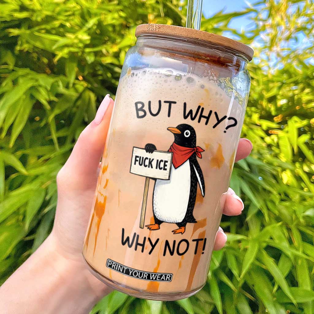 Fck ICE Glass Can Nihilist Penguin Anti-Government Meme TS14 White Print Your Wear