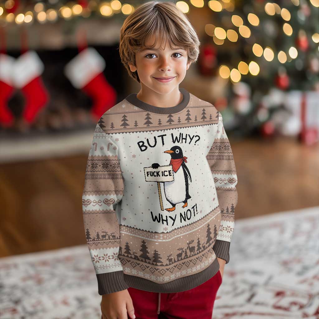 Fck ICE Ugly Christmas Sweater Nihilist Penguin Anti-Government Meme TS14 Mocha Mousse Print Your Wear