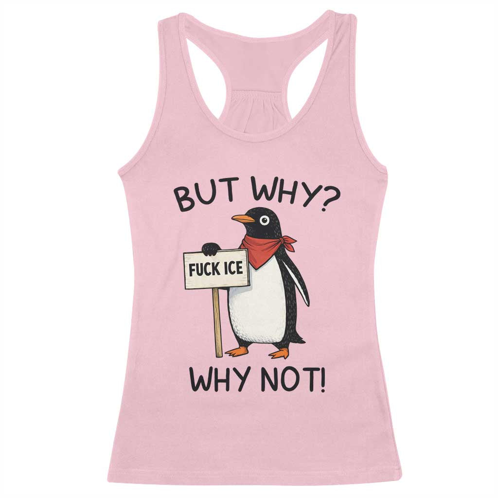 Fck ICE Racerback Tank Top Nihilist Penguin Anti-Government Meme TS14 Light Pink Print Your Wear