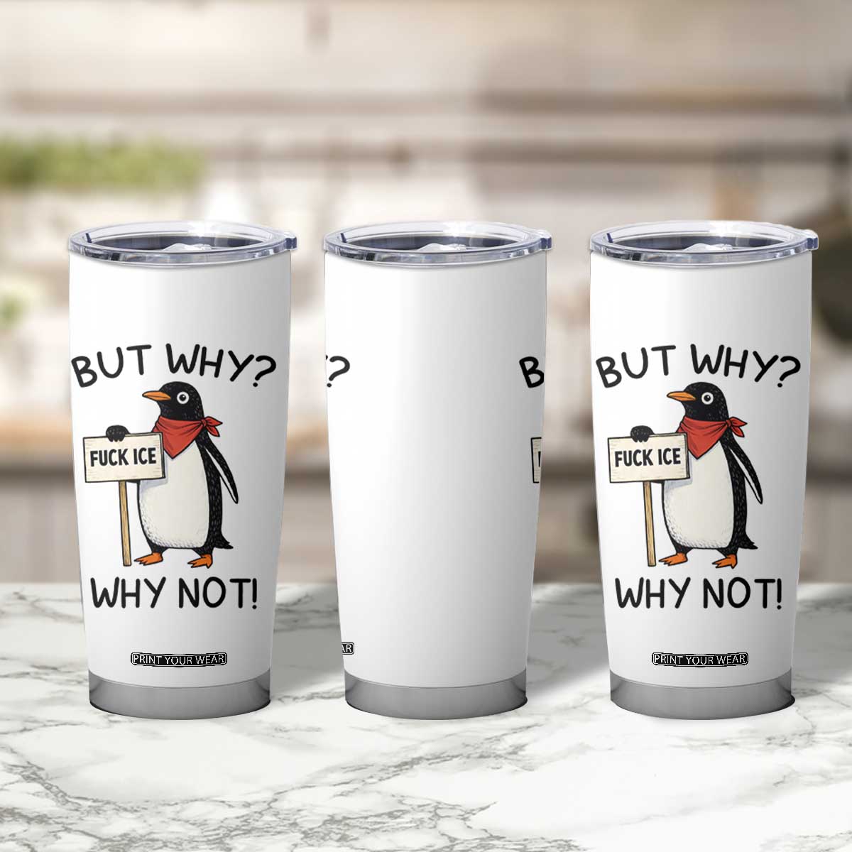 Fck ICE Tumbler Cup Nihilist Penguin Anti-Government Meme TS14 Print Your Wear