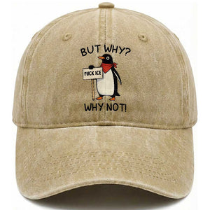 Fck ICE Washed Cotton Baseball Cap Nihilist Penguin Anti-Government Meme TS14 Washed Cap Universal Fit Khaki Print Your Wear