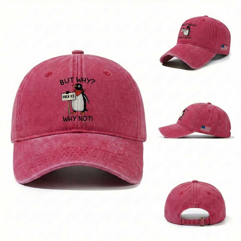 Fck ICE Washed Cotton Baseball Cap Nihilist Penguin Anti-Government Meme TS14 Washed Cap Universal Fit Red Print Your Wear