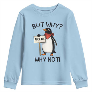 Fck ICE Youth Sweatshirt Nihilist Penguin Anti-Government Meme TS14 Light Blue Print Your Wear