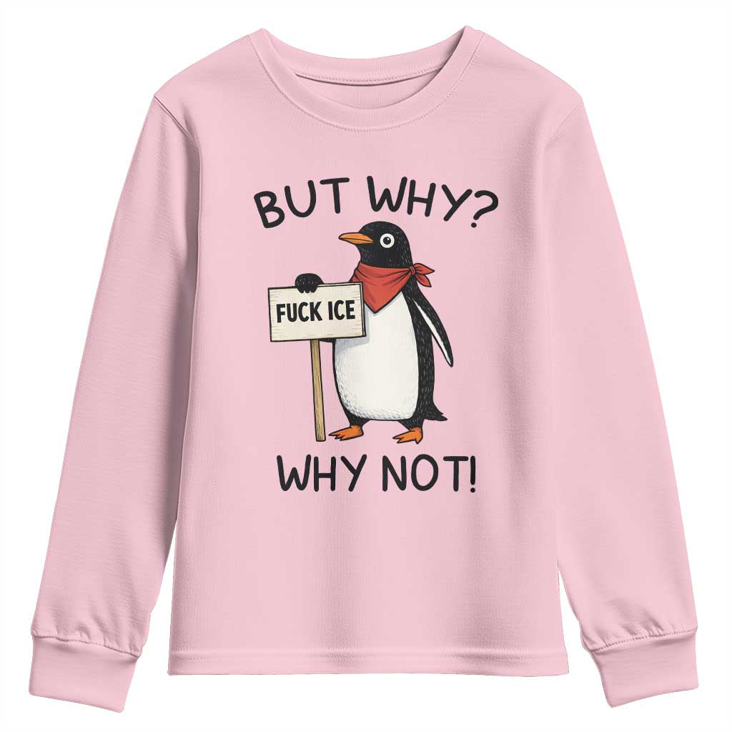 Fck ICE Youth Sweatshirt Nihilist Penguin Anti-Government Meme TS14 Light Pink Print Your Wear