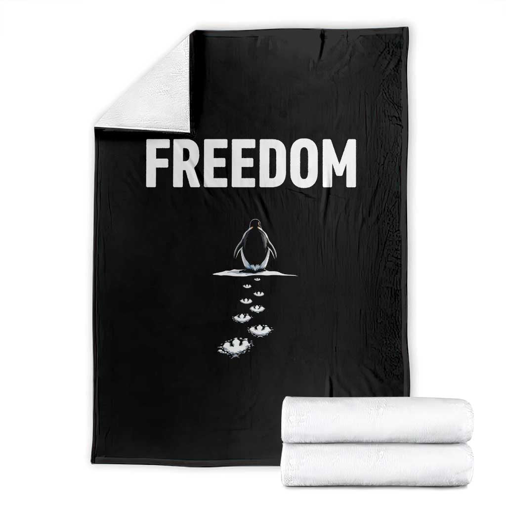 Penguin Freedom Throw Blanket Funny Nihilist Penguin Hiking Mountains TS14 Black Print Your Wear