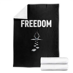 Penguin Freedom Throw Blanket Funny Nihilist Penguin Hiking Mountains TS14 Black Print Your Wear
