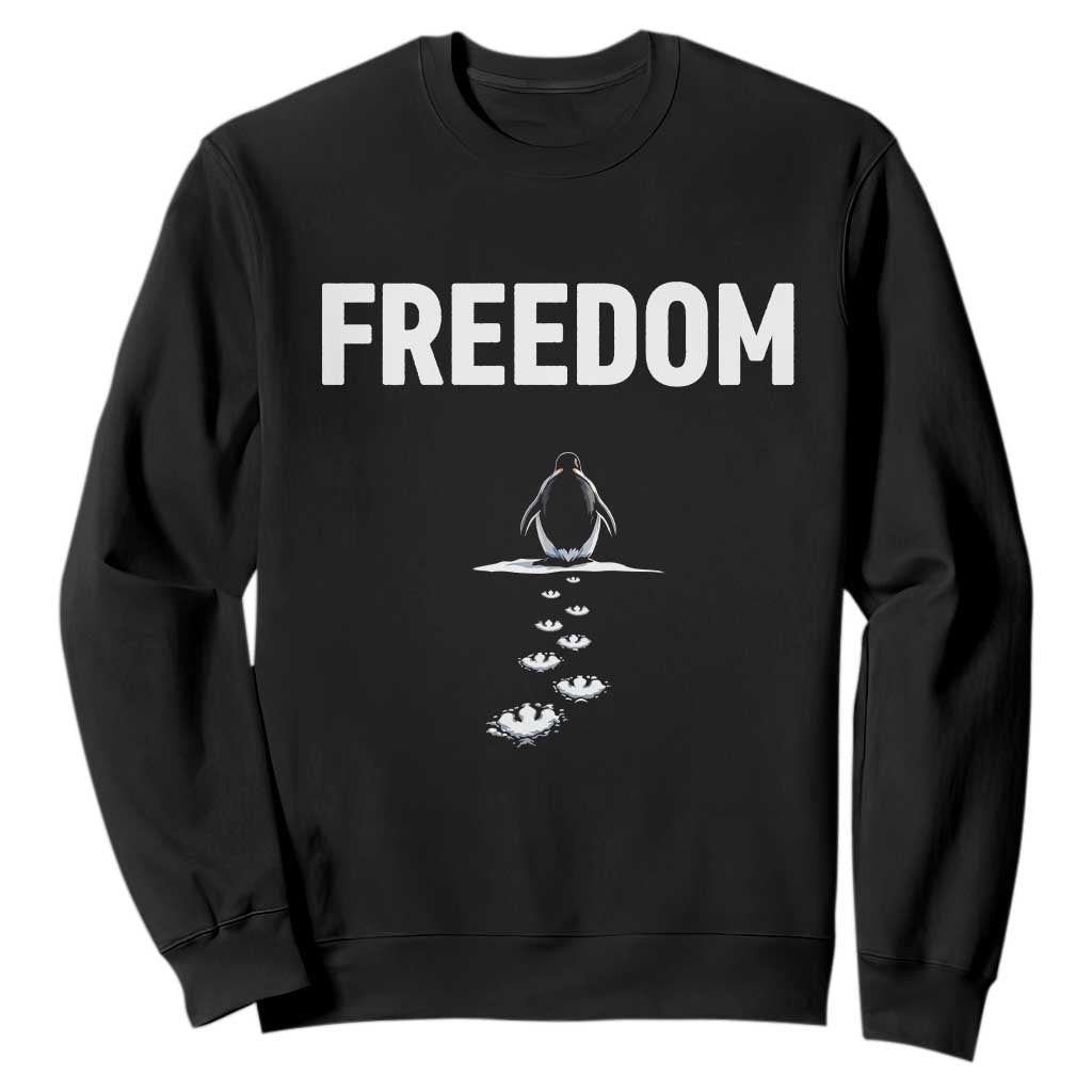 Penguin Freedom Sweatshirt Funny Nihilist Penguin Hiking Mountains TS14 Black Print Your Wear