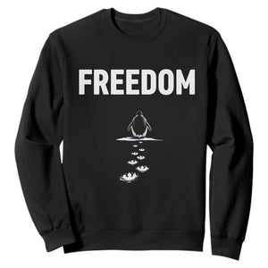 Penguin Freedom Sweatshirt Funny Nihilist Penguin Hiking Mountains TS14 Black Print Your Wear