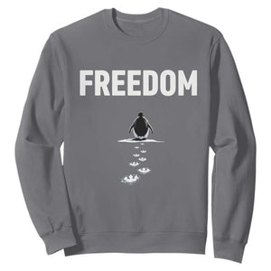 Penguin Freedom Sweatshirt Funny Nihilist Penguin Hiking Mountains TS14 Charcoal Print Your Wear