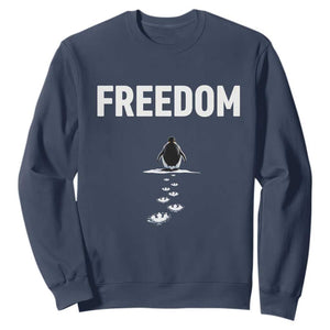 Penguin Freedom Sweatshirt Funny Nihilist Penguin Hiking Mountains TS14 Navy Print Your Wear