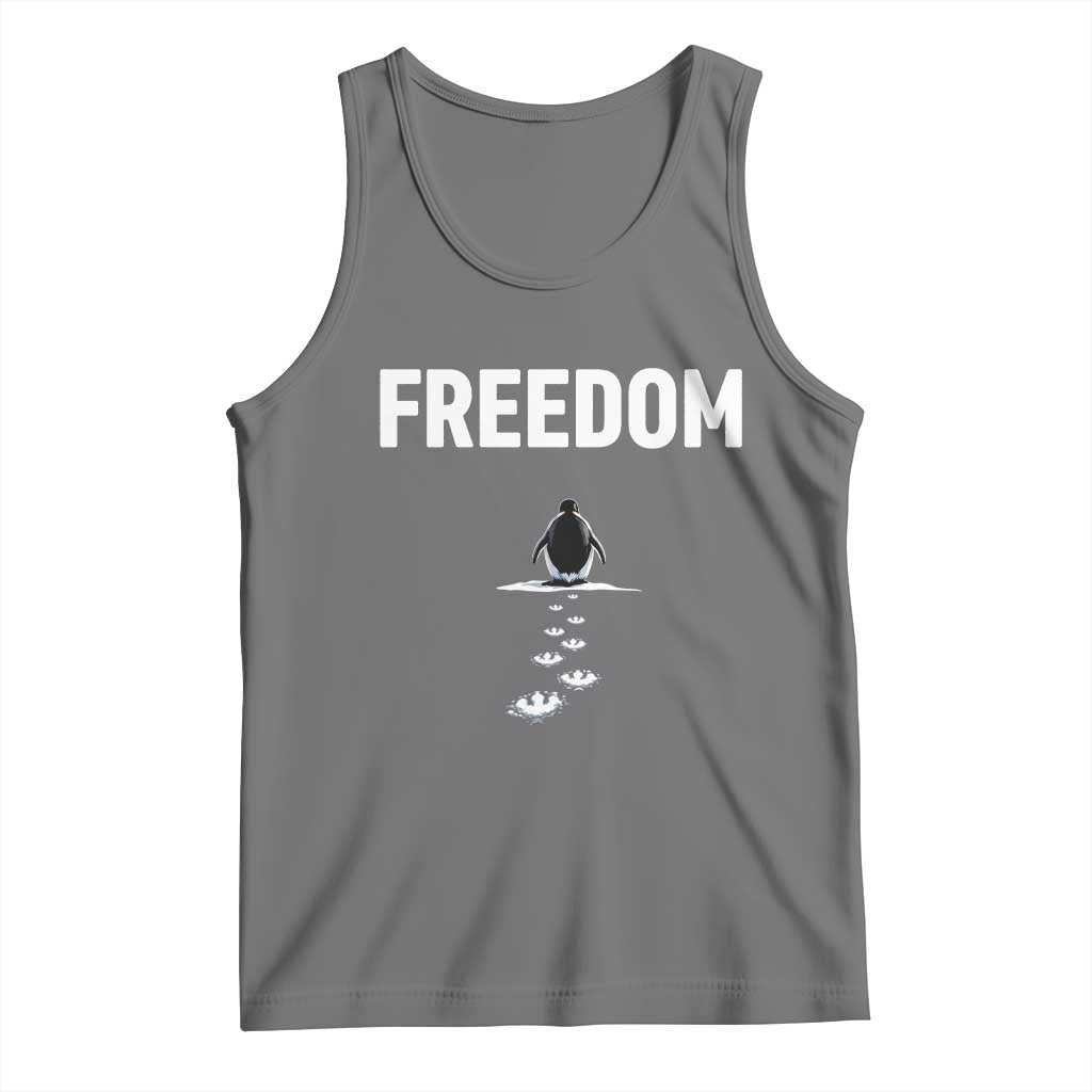 Penguin Freedom Tank Top Funny Nihilist Penguin Hiking Mountains TS14 Black Heather Print Your Wear