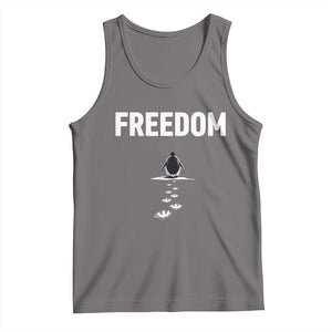 Penguin Freedom Tank Top Funny Nihilist Penguin Hiking Mountains TS14 Deep Heather Print Your Wear