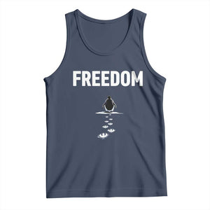 Penguin Freedom Tank Top Funny Nihilist Penguin Hiking Mountains TS14 Navy Print Your Wear