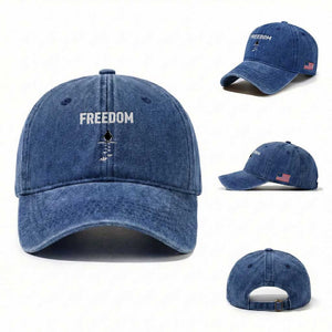 Penguin Freedom Washed Cotton Baseball Cap Funny Nihilist Penguin Hiking Mountains TS14 Washed Cap Universal Fit Royal Blue Print Your Wear